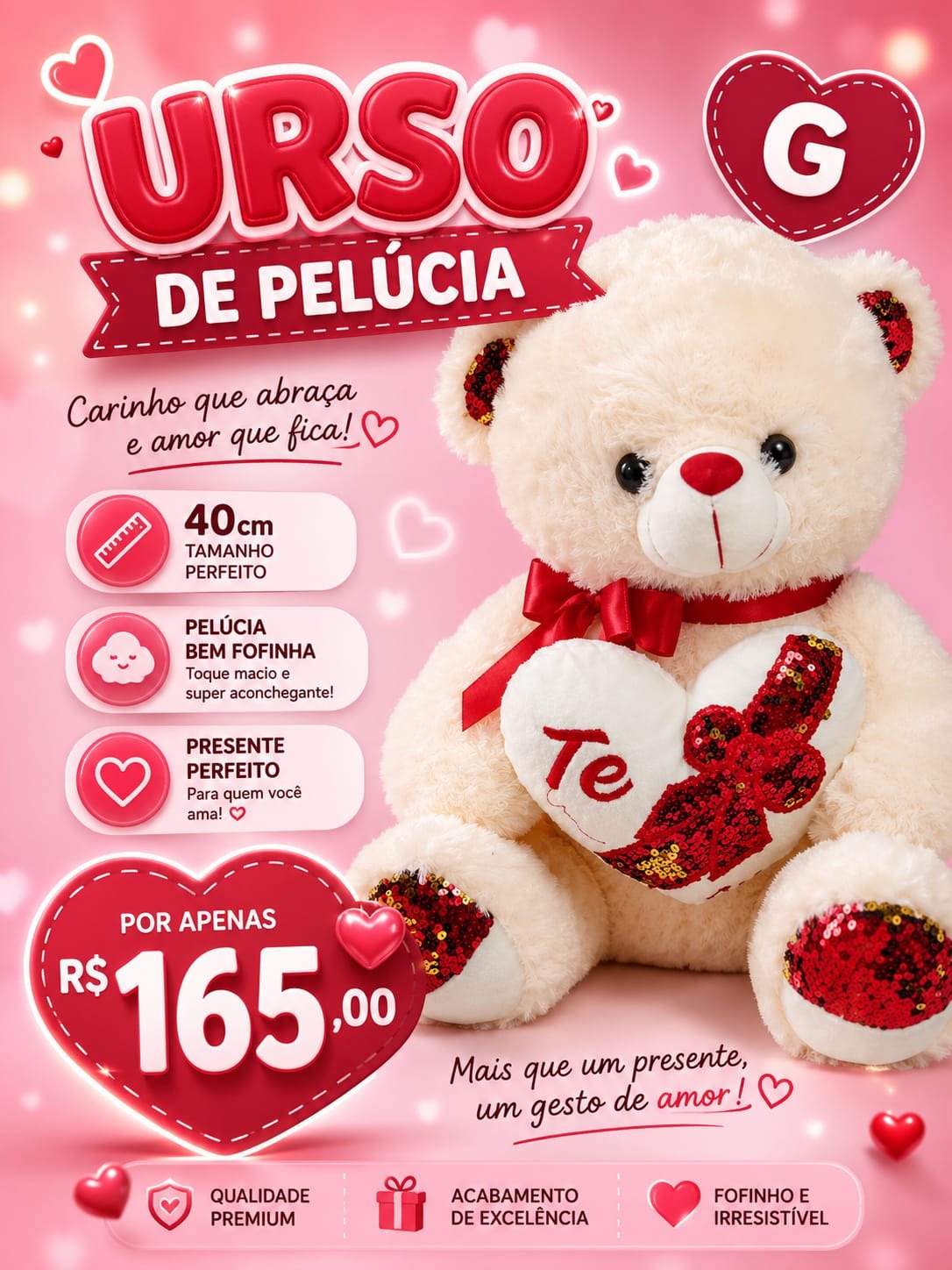 Urso de Pelúcia G 40cm